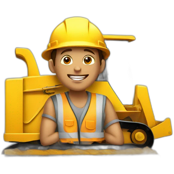 construction worker in bulldozer emoji