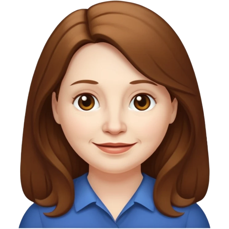 50 yr old white woman pale long brown hair small smile chubby emoji