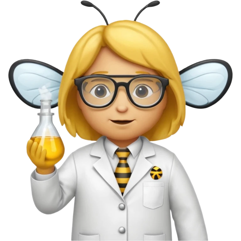 a bee, dressed up as a scientist emoji