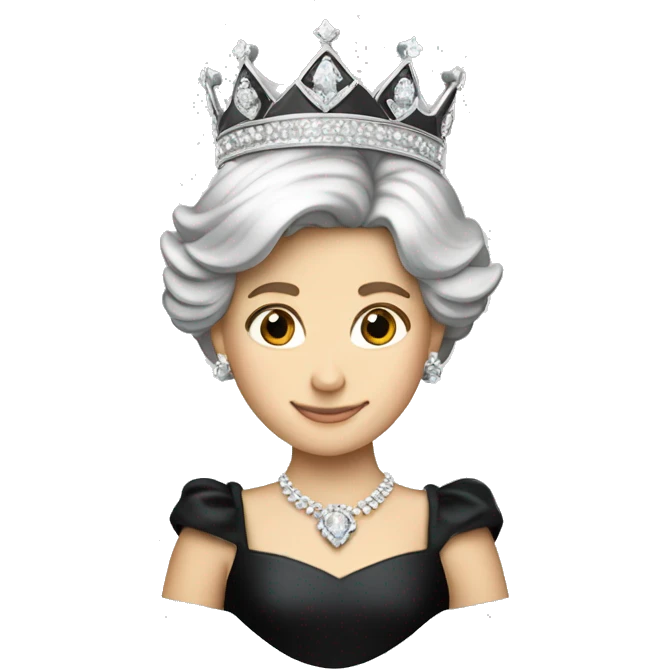 Princess Diana with silver crown and black dress emoji