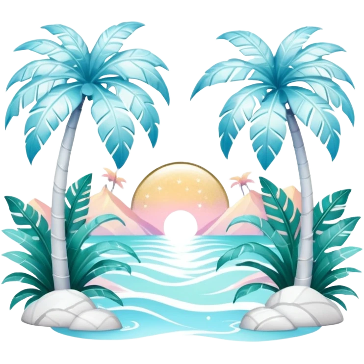 White marble dreamy divine godly angelic vines palm leaves tropical pastels glittery shiny aesthetic epic beautiful pretty scene scenery full picture  emoji