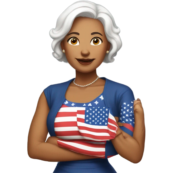  Middle age women wearing American flag at political rally who is in search of handsome man emoji