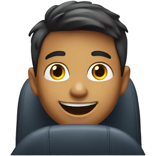 smiling boy in car interior emoji