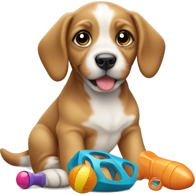 Puppy with toys emoji