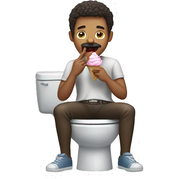 Man with short moustache eating ice cream on the toilet emoji