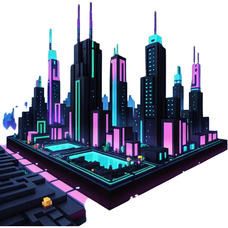 Minecraft sex in futuristic nein lights cyberpunk city emoji