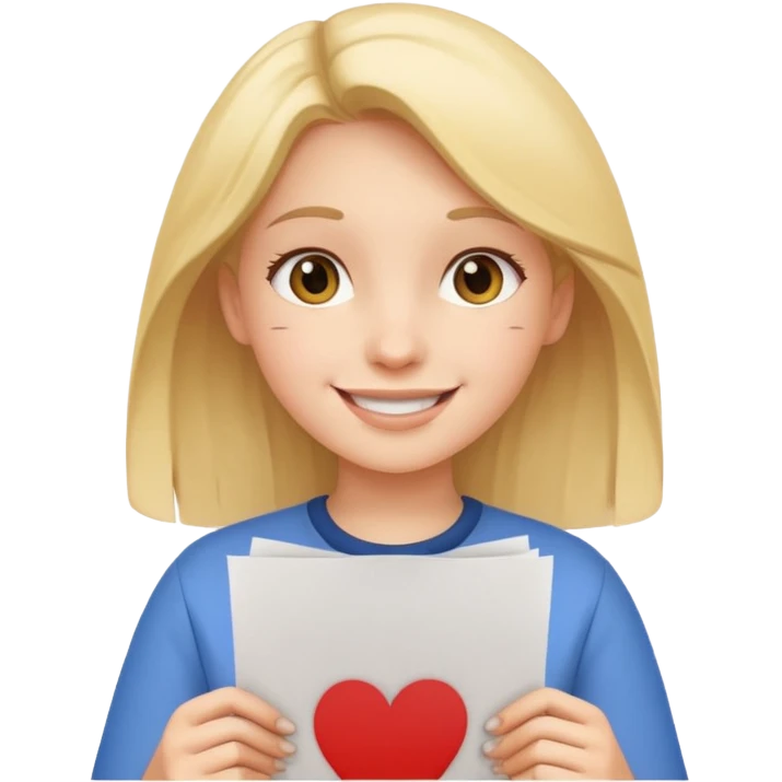 Girl holding a paper with a number emoji