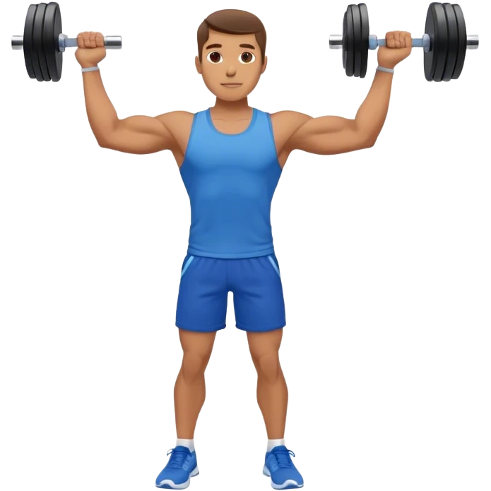 man with blue shorts doing side-lateral raise (T pose) with light dumbbells emoji