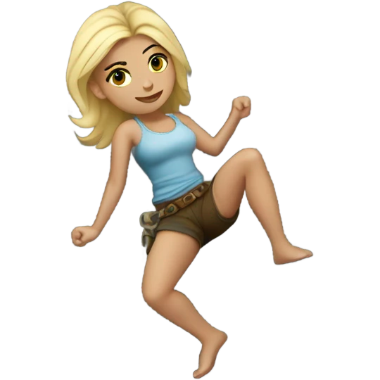Beautiful tattooed white woman climbing rocks emoji