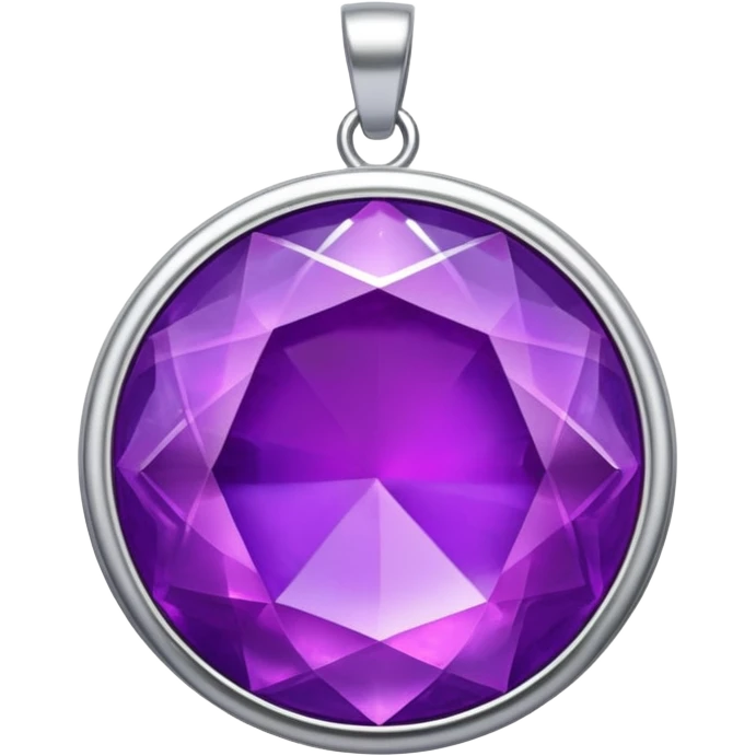 extra close-up round cut purple sugilite holo gem with silver metal frame charm, no extra accents emoji