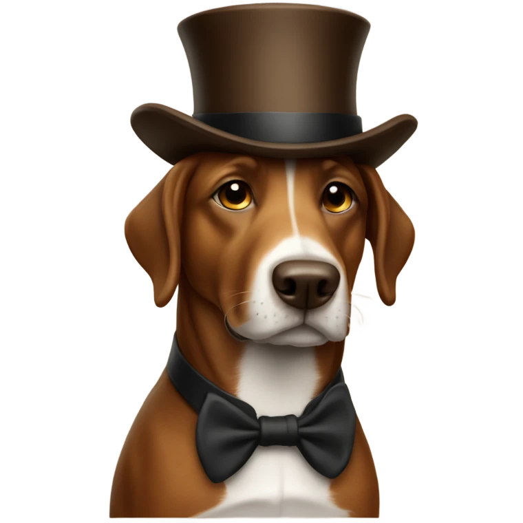 brown dog with a tophat emoji