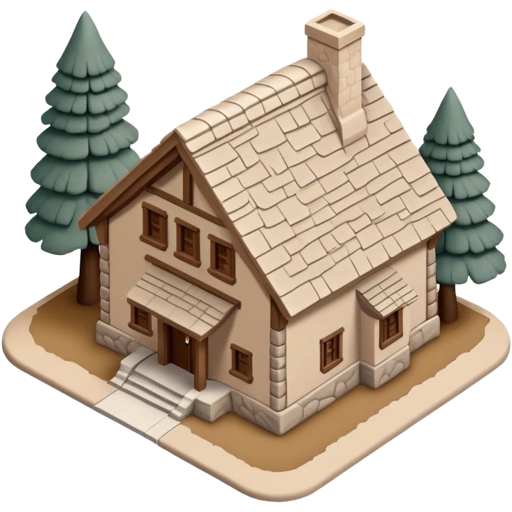 3d realistic isometric ahwahnee lodge yosemite exterior, clay emoji