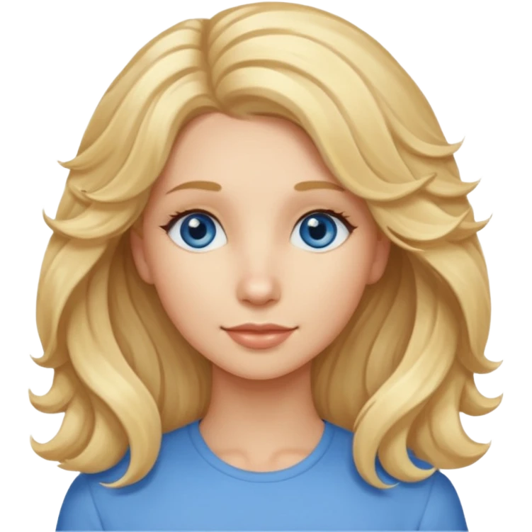 Long, straight, blonde hair, blue eyed woman.   Wavy, blonde goldendoodle emoji