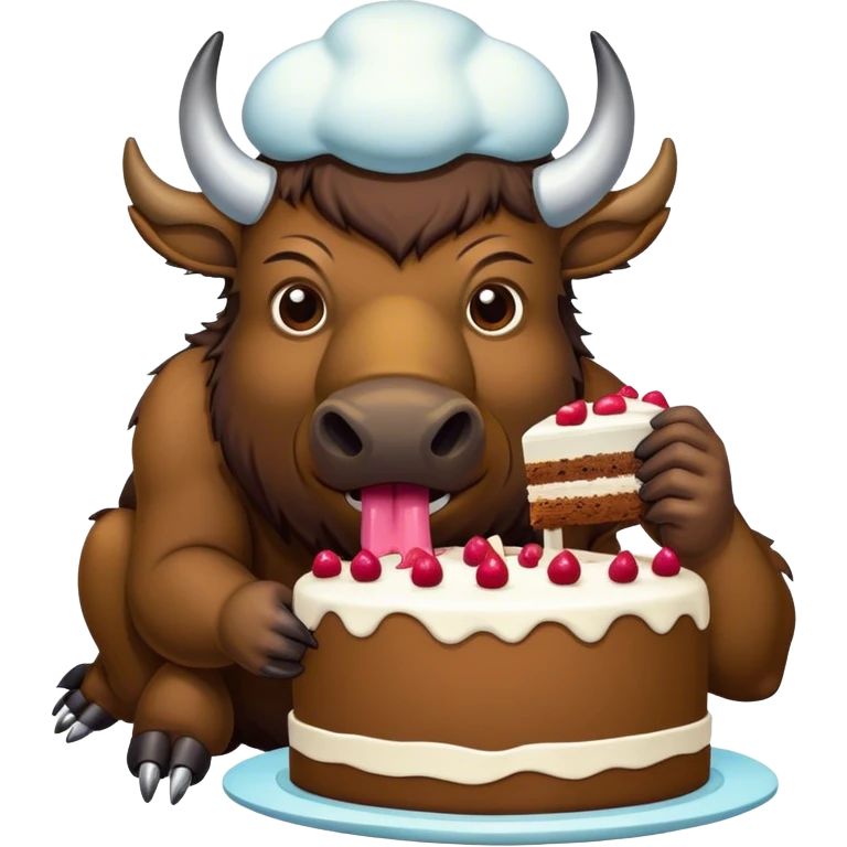Bison eating cake emoji