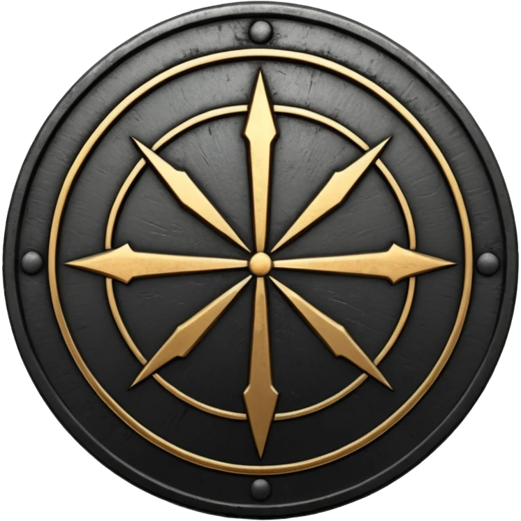 Minimal emoji, gothic metal coin made of black steel, engraved word FORTUNA at the center, ancient industrial aesthetic, worn metal texture, no glow, no neon, flat emoji design, centered, transparent background emoji