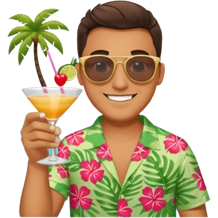 Male pool party with cocktails head emoji