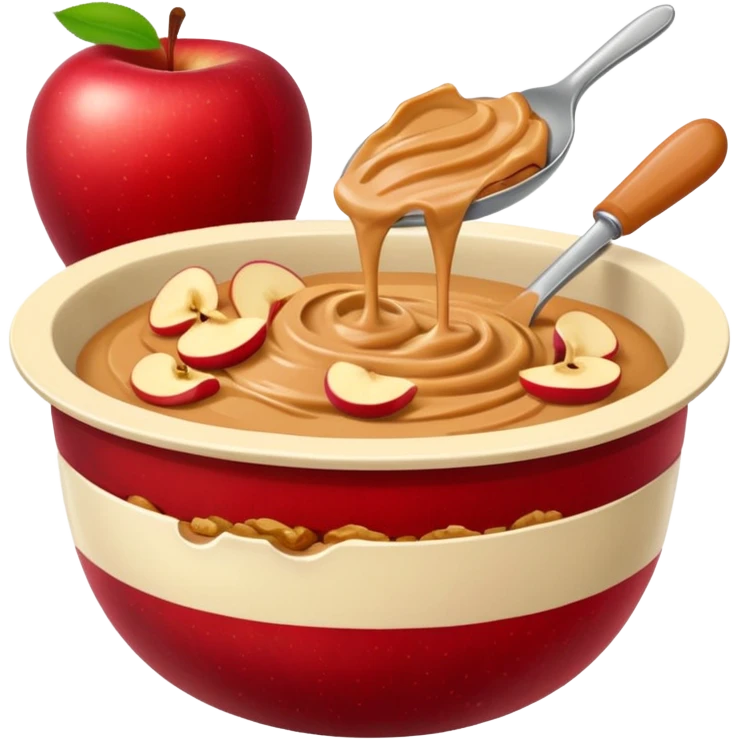 apple pieces in bowl with peanutbutter emoji