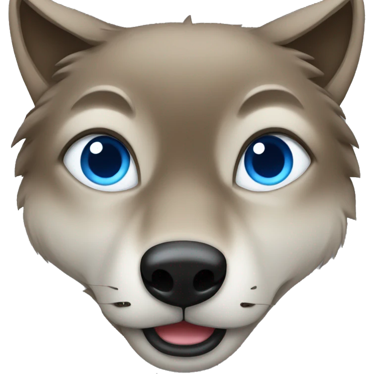 A sable wolf with blue eyes emoji