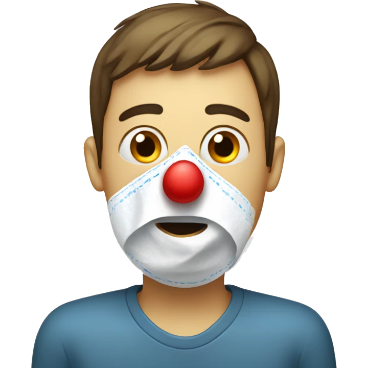Someone with a cold and red nose and tissues emoji