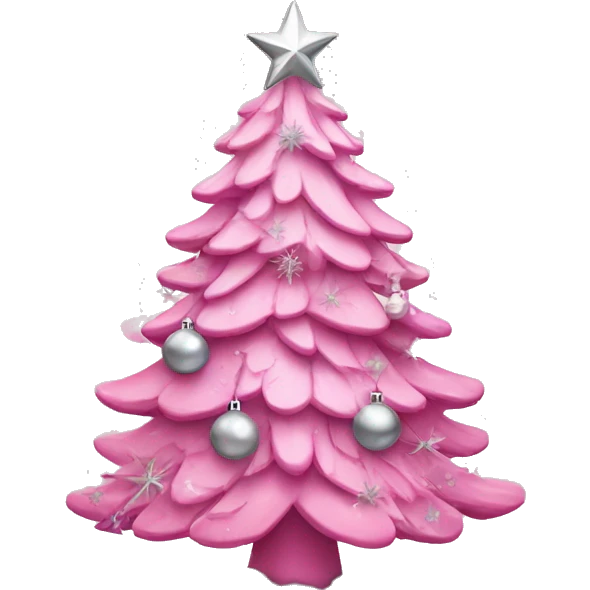 pink christmas tree with silver ornaments  emoji