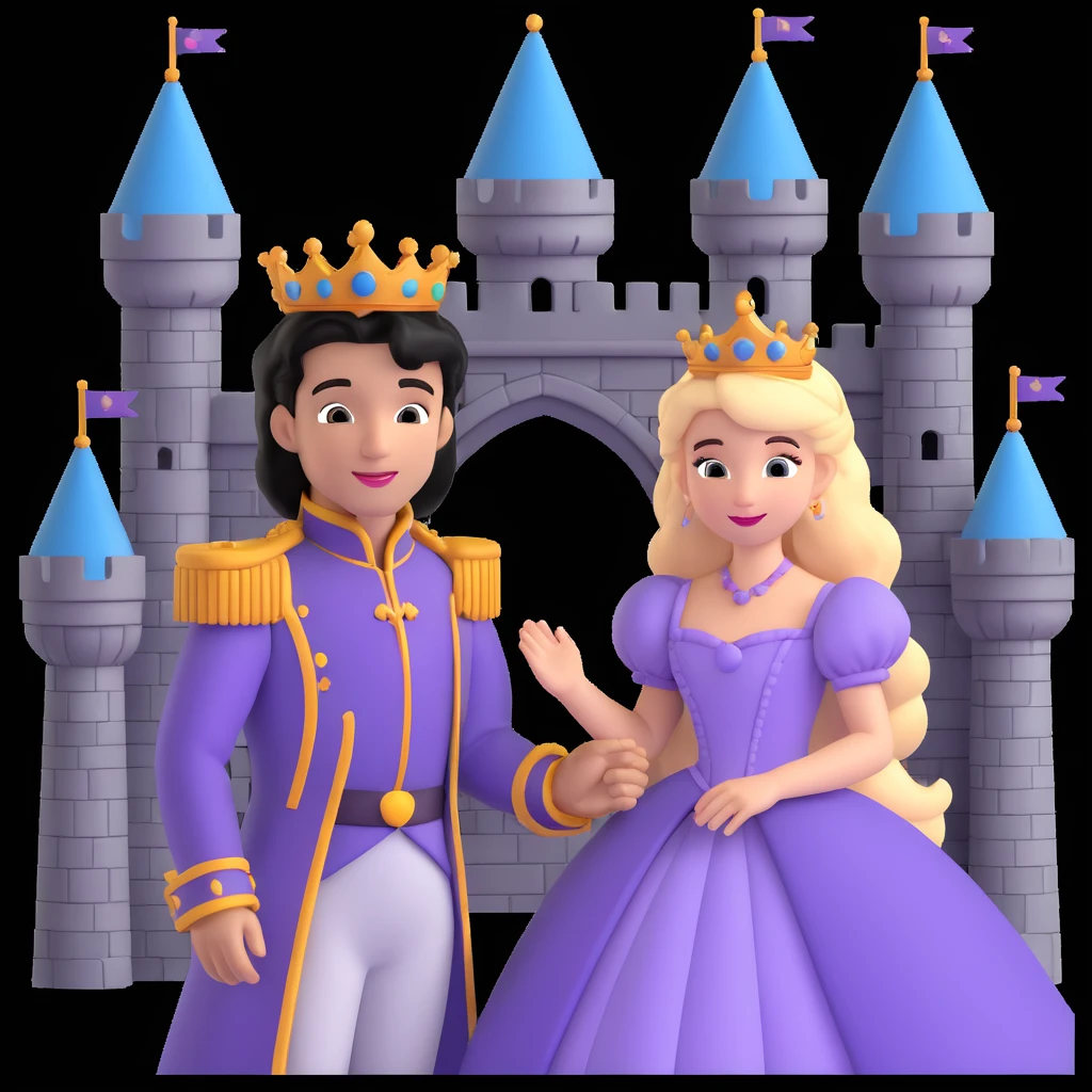 prince and princess disny dress close up photo in castle emoji