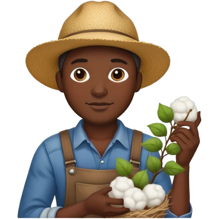 black farmer holding cotton emoji