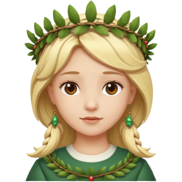 a blonde girl wearing laurel wreaths on head emoji