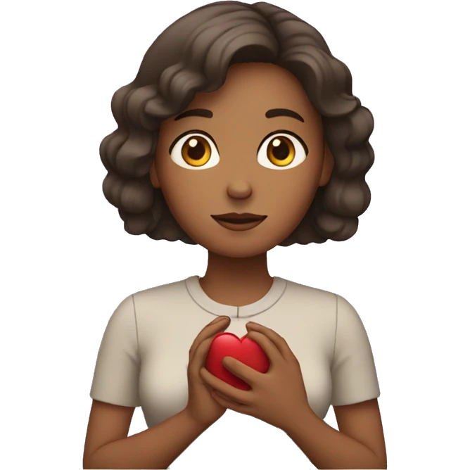 Woman with hand over her heart emoji