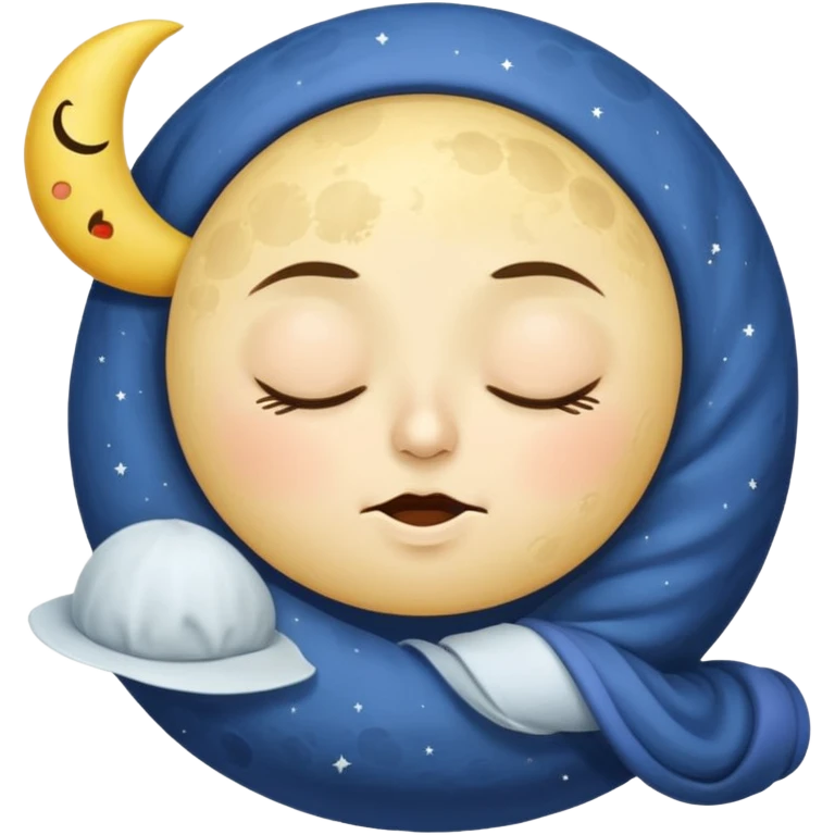 cartoon moon with sleepy face and nightcap emoji