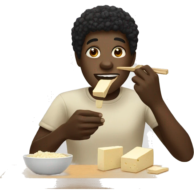 black person eating tofu emoji