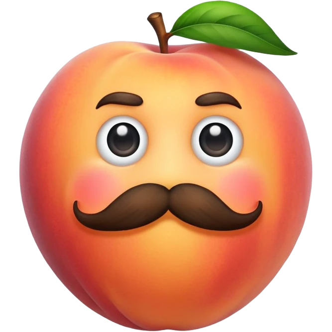 A peach with a mustache, without eyes emoji
