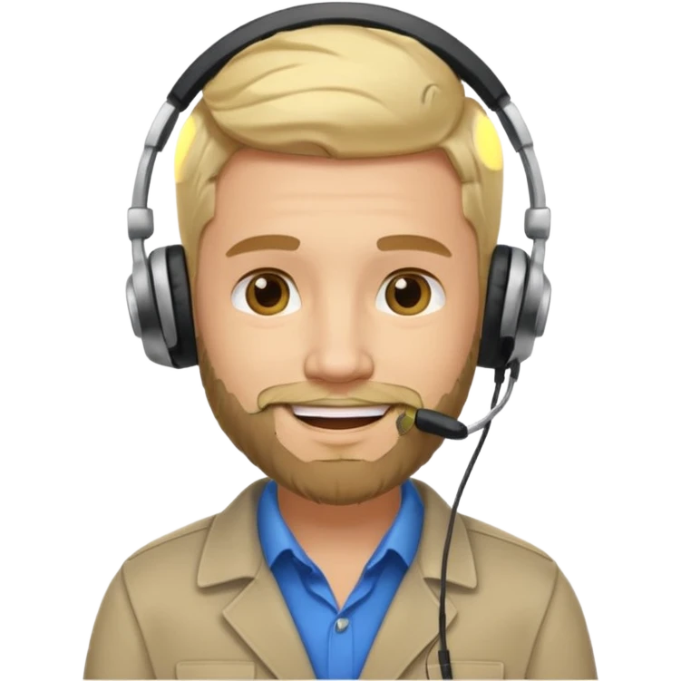 a sales agent with headphones and beard blonde hair smile emoji