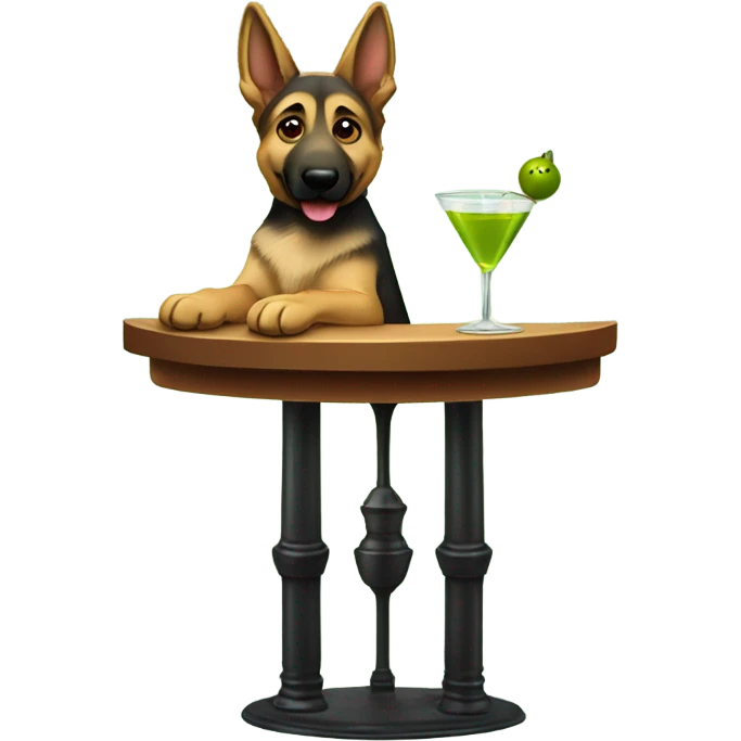 german shepard drinking a martini with an olive  emoji