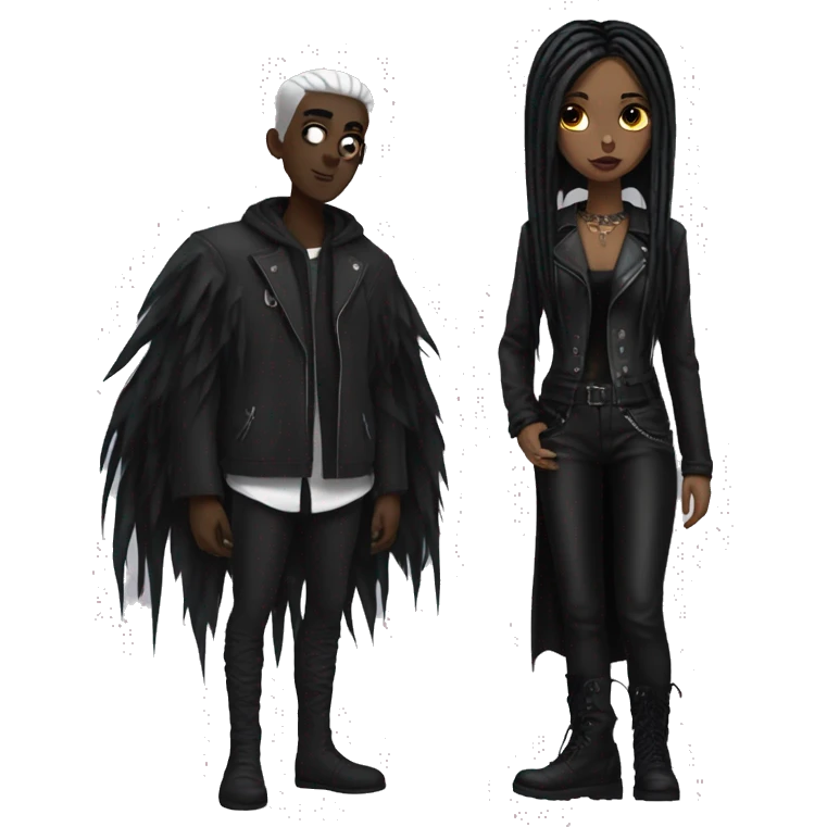 Goth black ejes and hair girl  emoji