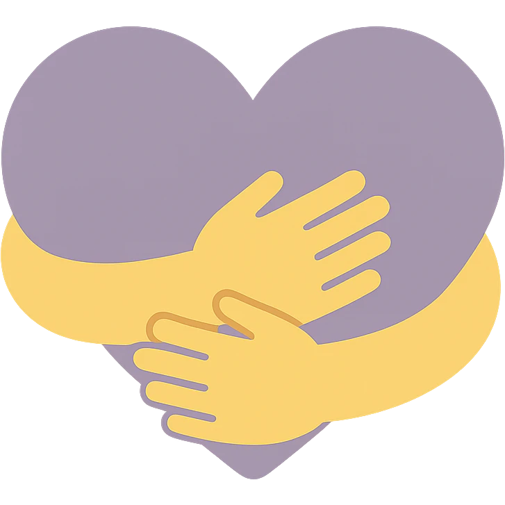 Arms hug a dull purple heart emoji