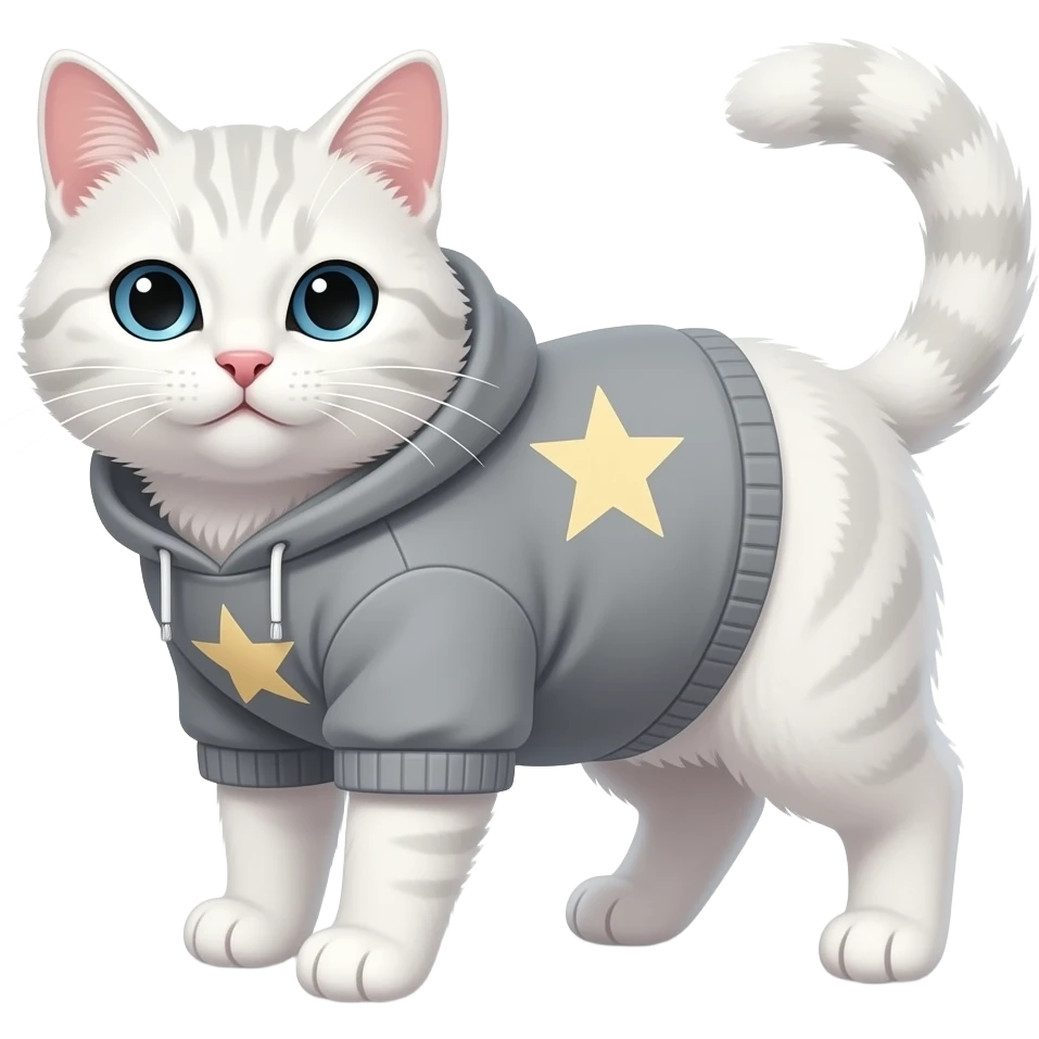 Quiero un emoji de un gato blanco con un sueter en forma de estrellas emoji