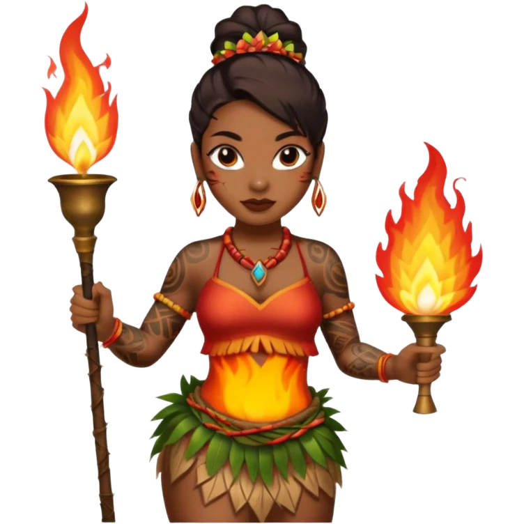 hawaiian female fire dancer with tattoos emoji