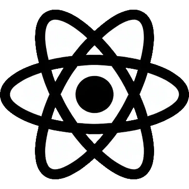 React JS logo, atom symbol with three elliptical orbits and a nucleus in the center emoji