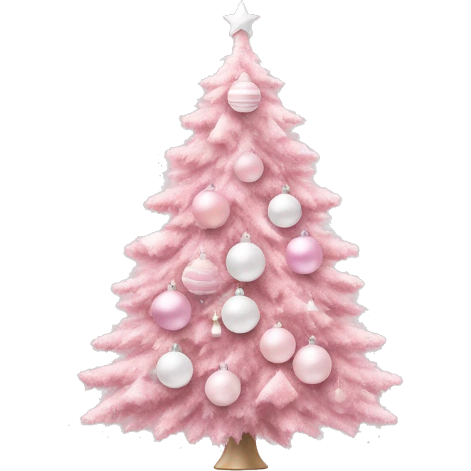 Pastel pink Christmas tree with pink and white ornaments  emoji