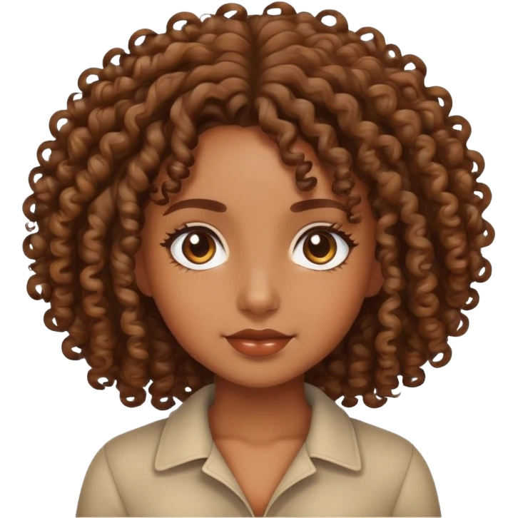 Brown skin girl with curly hair emoji