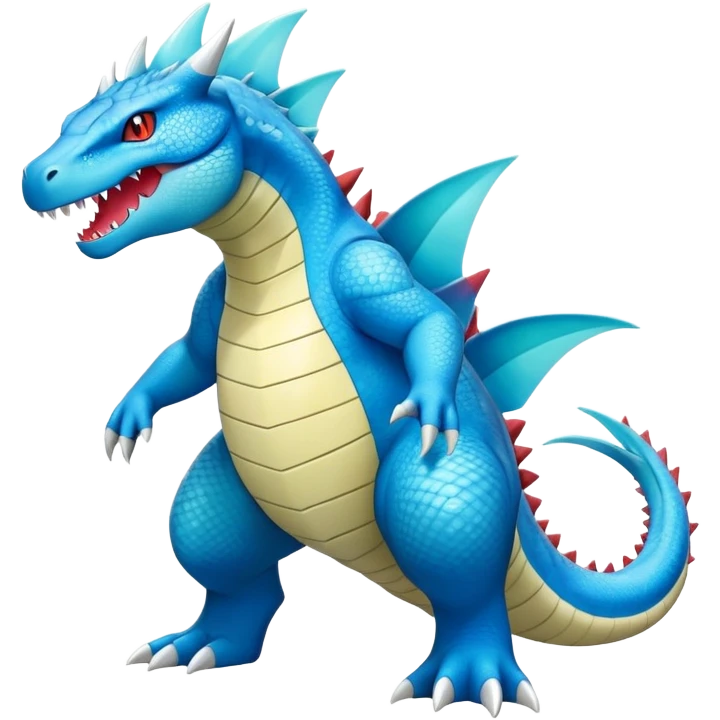 Colorful Exotic Aurorus-Feraligatr-Amaura-Salamence-Fakémon-hybrid-creature (full body)  emoji