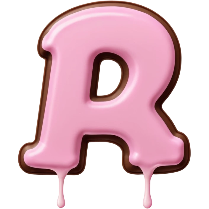 “Single pink bubble letter A, white outline, bottom dipped in chocolate with pink frosting drizzle, kawaii style, glossy, soft shading, clean outline, transparent background, Discord emoji size” emoji