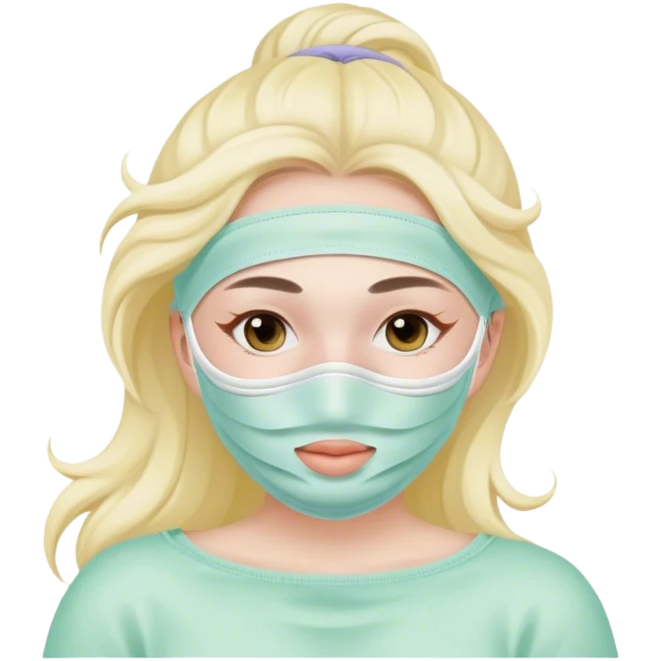 Lady with pastel face mask spa beauty full face relaxing emoji