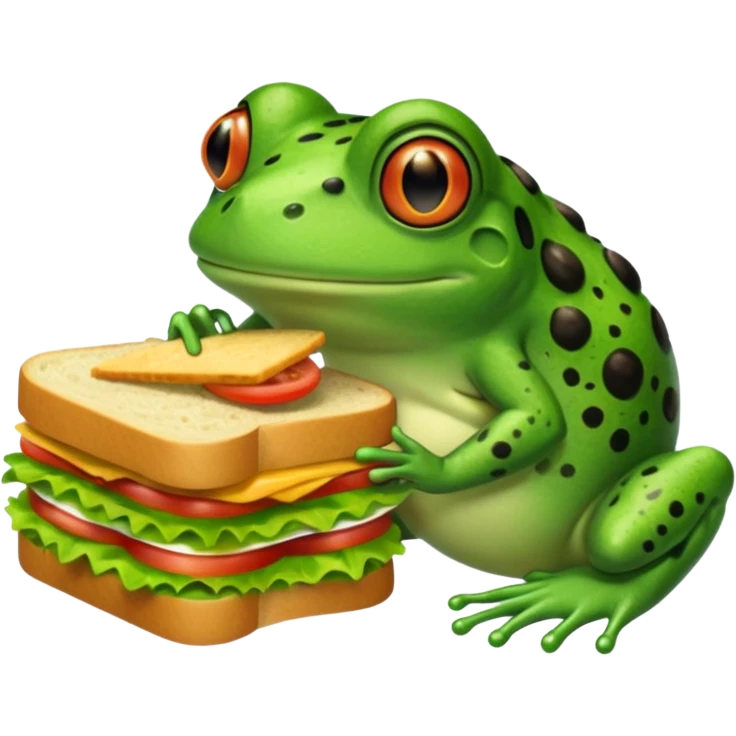 Frog eating a sandwitch emoji