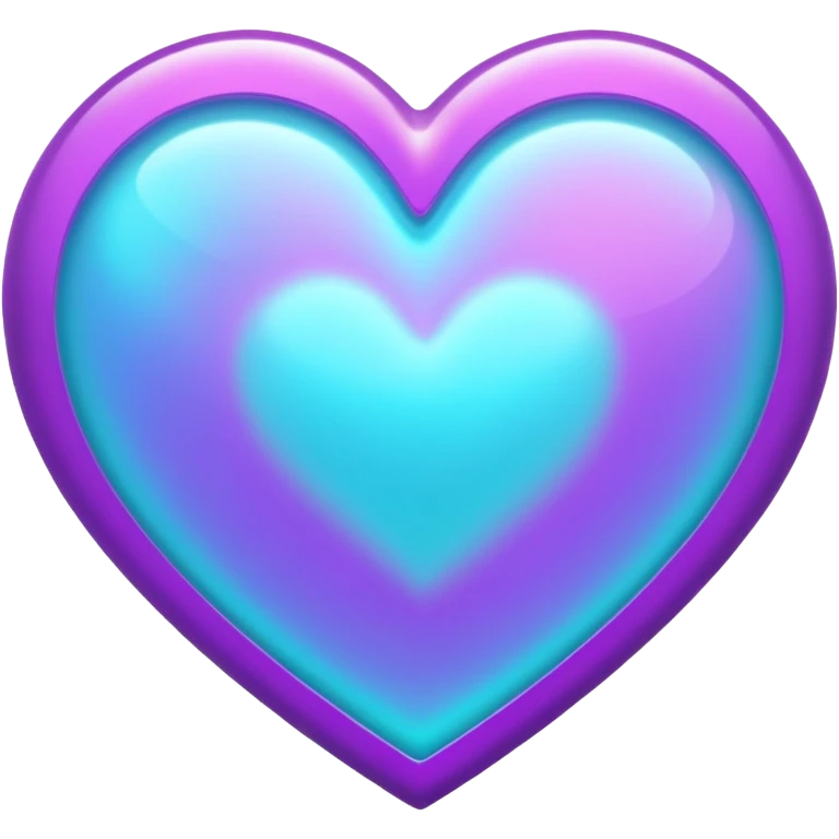 Purple and Cyan glowing holographic cyberpunk hesrt   emoji