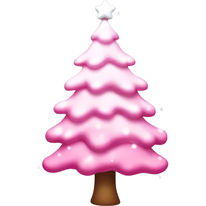 Cute pink christmas tree with white snow dripping off of it emoji