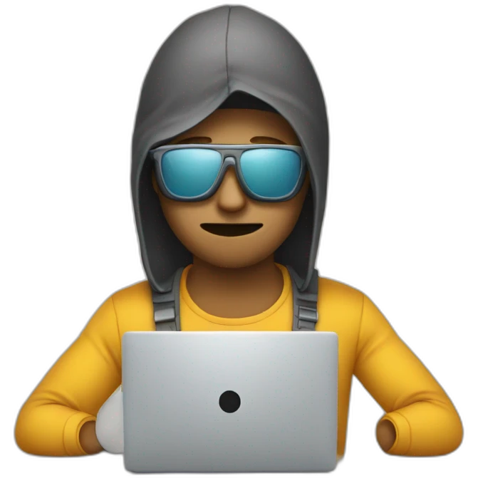 software developer disguised infront of computer emoji