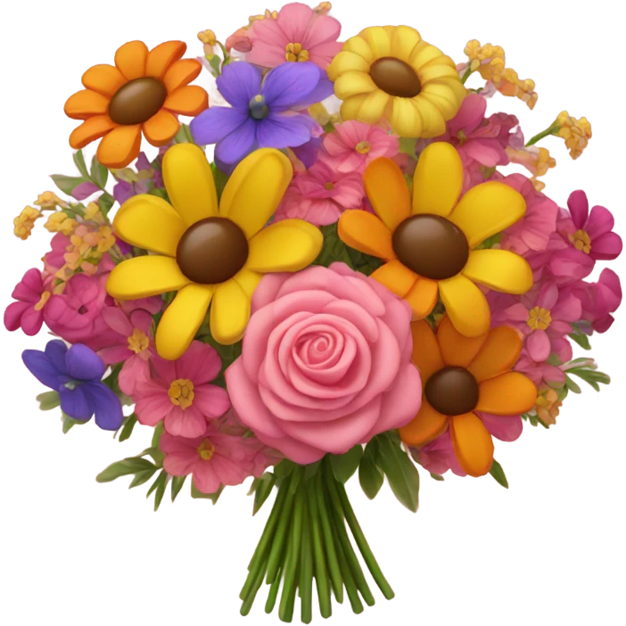Bouquet of pink and yellow and orange flowers very pretty emoji