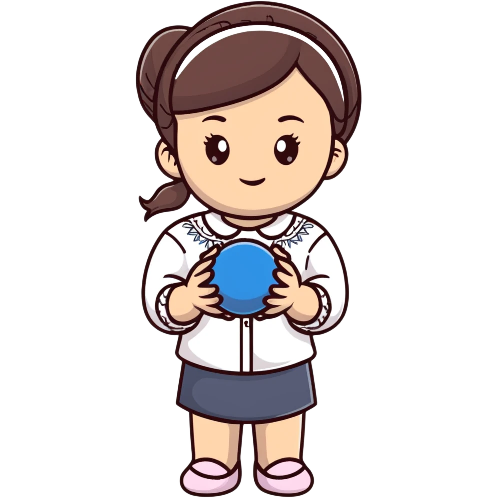 A young Ukrainian girl in a white embroidered shirt holds a ball of thread in her hand emoji
