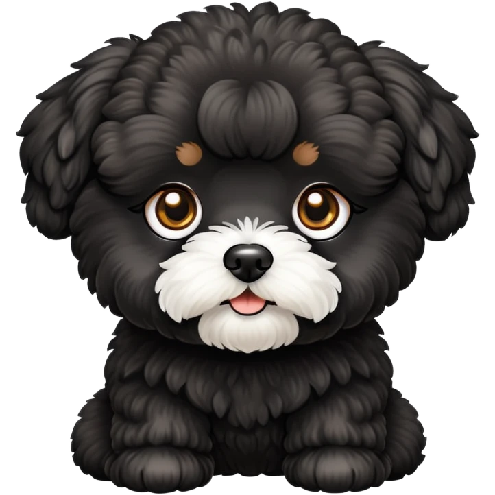 Black maltipoo dog with brown eyes  emoji